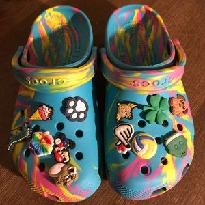 Girls tie-dyed Crocs size 5